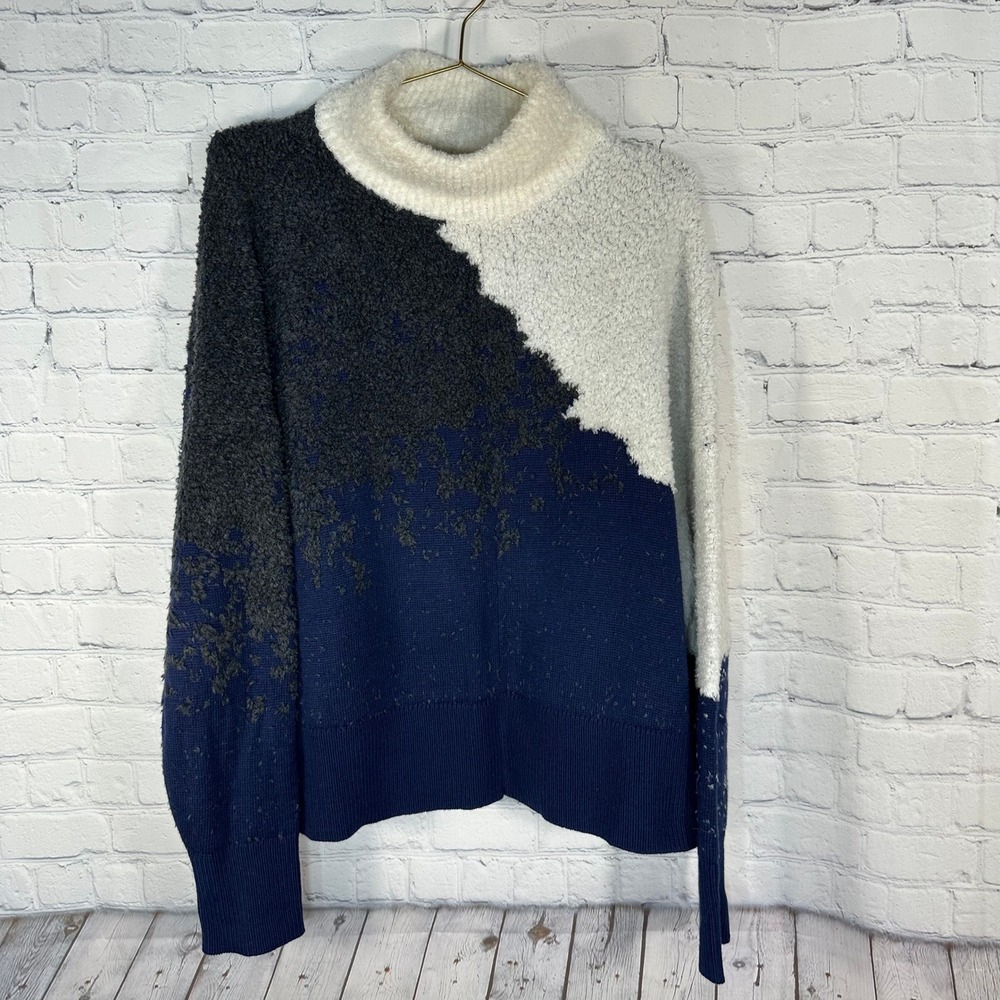 Lululemon Ombre Knit Textured Merino Wool Blend Mock Neck Colorblock Sweater 10